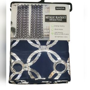 Madia- Matalic Blackout Window Panel in Navy and Silver